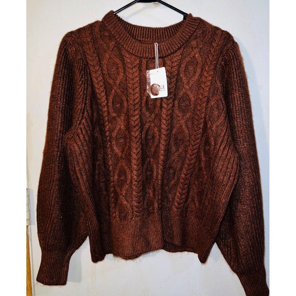 New ANA Women's Cable Knit Sweater Brown XXL - Picture 1 of 2